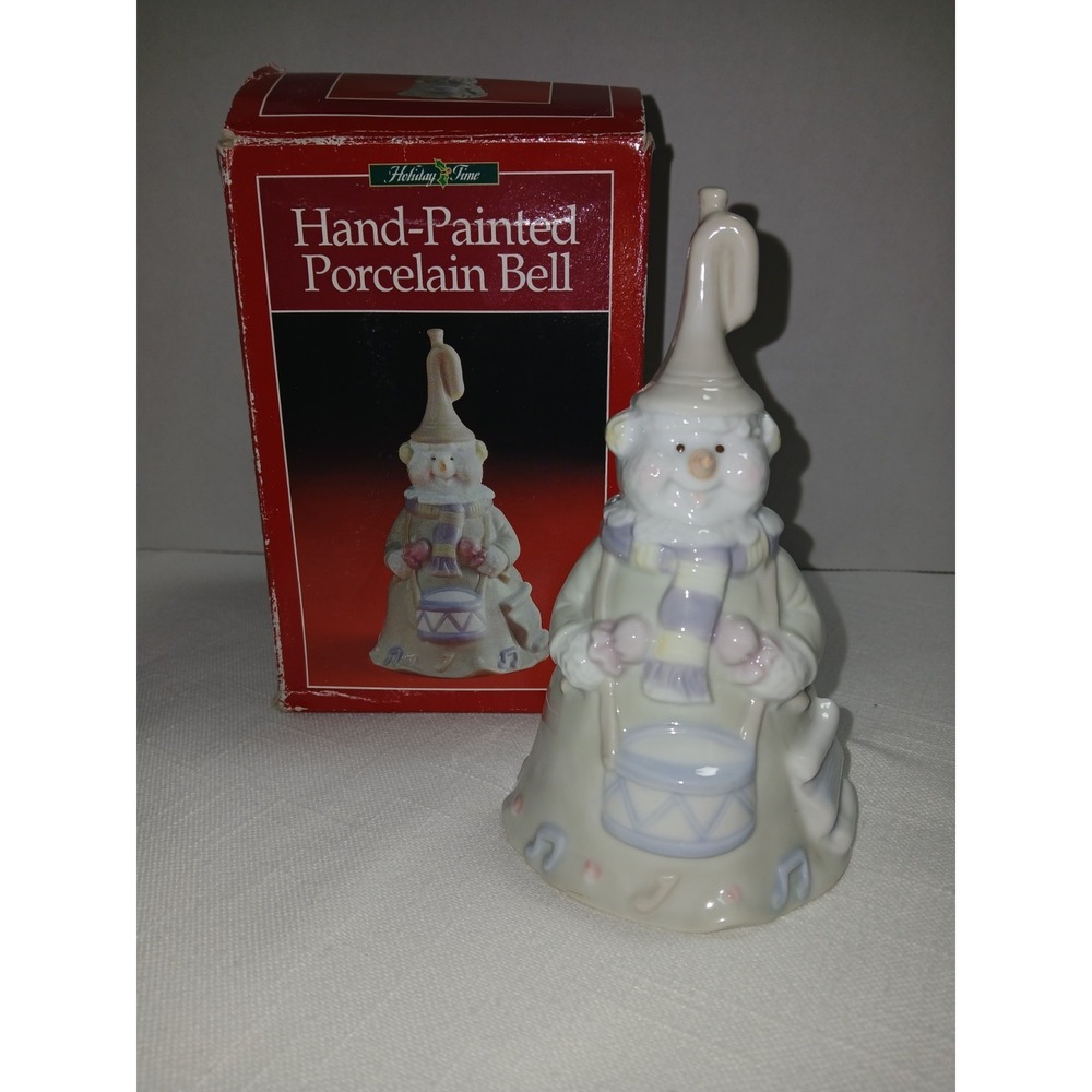 Vintage Porcelain Pastel music themed snowman bell